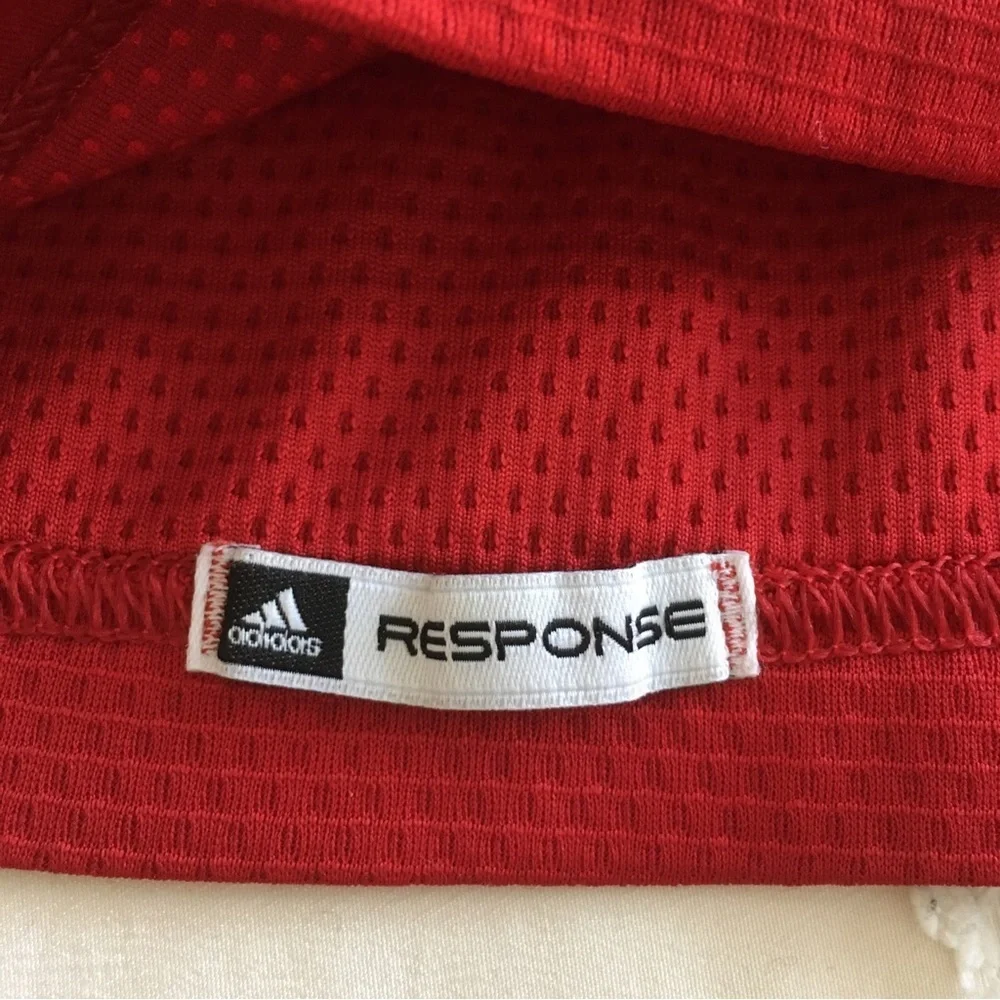 Adidas Red 1/4 Zip Pullover with Black Shoulder Stripes